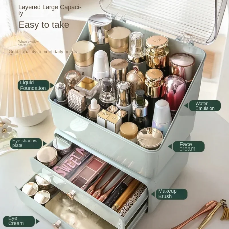 Acrylic Cosmetics Storage Box Lipstick Jewelry Skincare Holder Makeup Organizer Dustproof Drawer Dresser