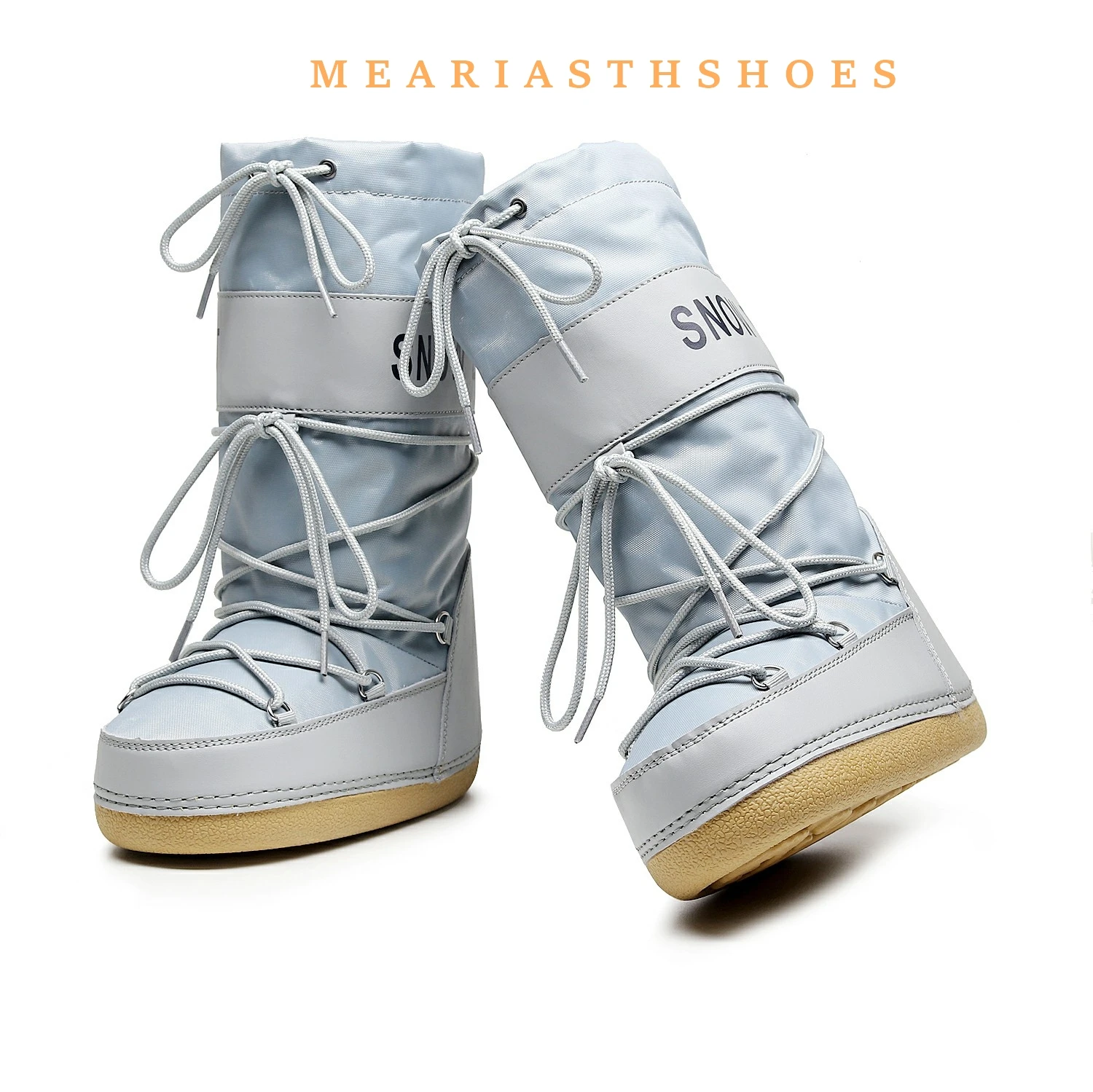 

Size 35-42 White Winter Boots Whtie Women Snow Boots Mid-calf Cold-proof Antiskid Thicken Cotton Thick Platform Space Ski Boots