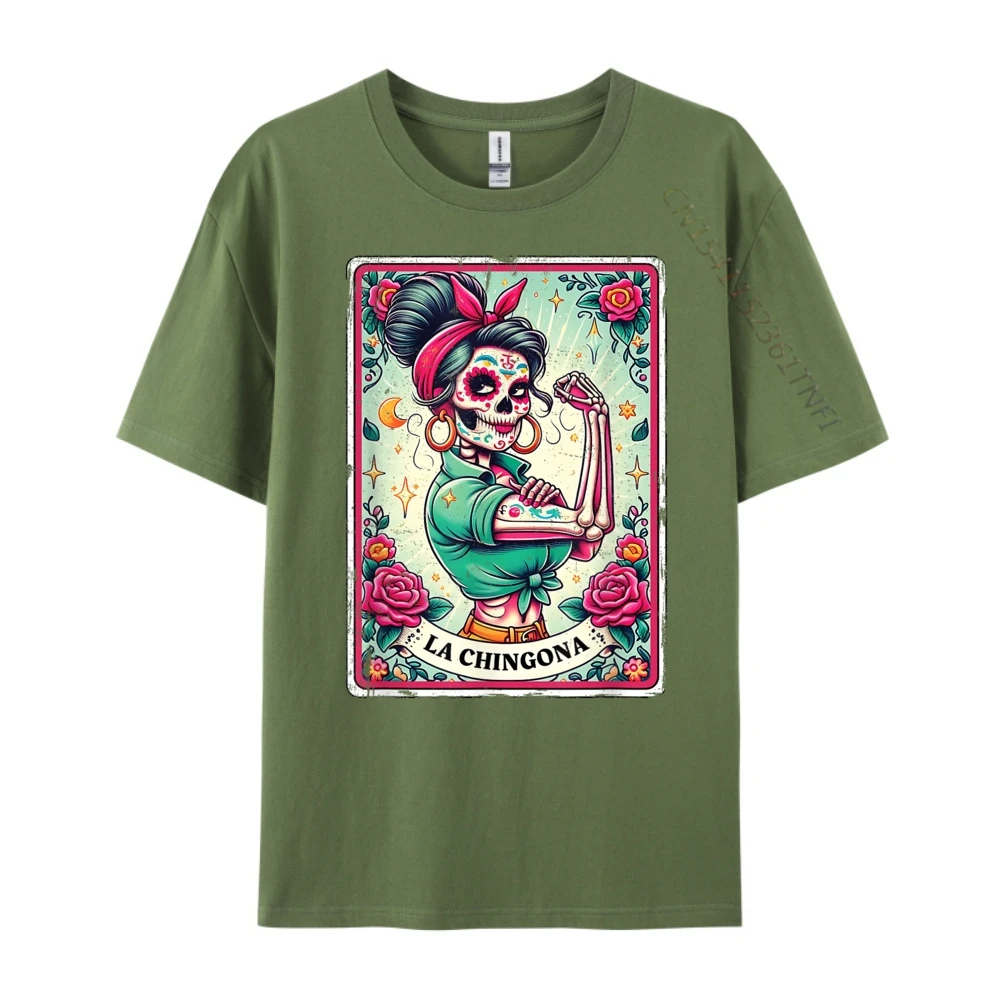 تي شيرت La Chingona Tarot Card مضحك إسباني سلانغ لاتينا مصمم الطاقة تي شيرت رجالي Camisetas ملابس علوية مطبوعة رائعة وتيز #3