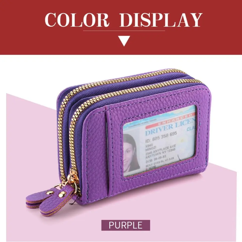 Fashion PU Leather Leather Women Wallets Black Pink Purple Large Capacity Coin Purse Zipper Storage Bag Women