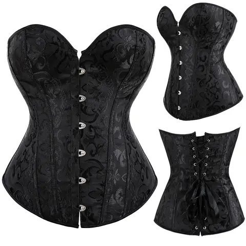 Sexy Corsets for Women Gothic Bustier Vintage Corset Floral Tops Overbust Satin Lingerie Shapewear Waist Cincher Underbust