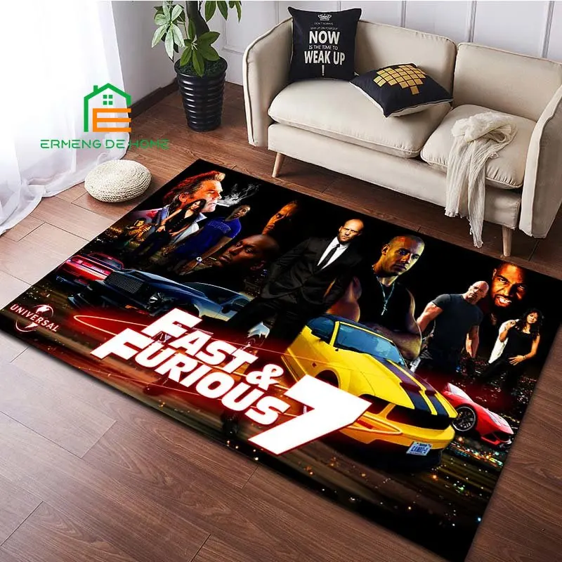 Fast and Furious Pattern Rug for Bedroom Living Room Carpet for Kitchen Floor Mats Home Decor Non-Slip Floor Pad Rug 15 Sizes