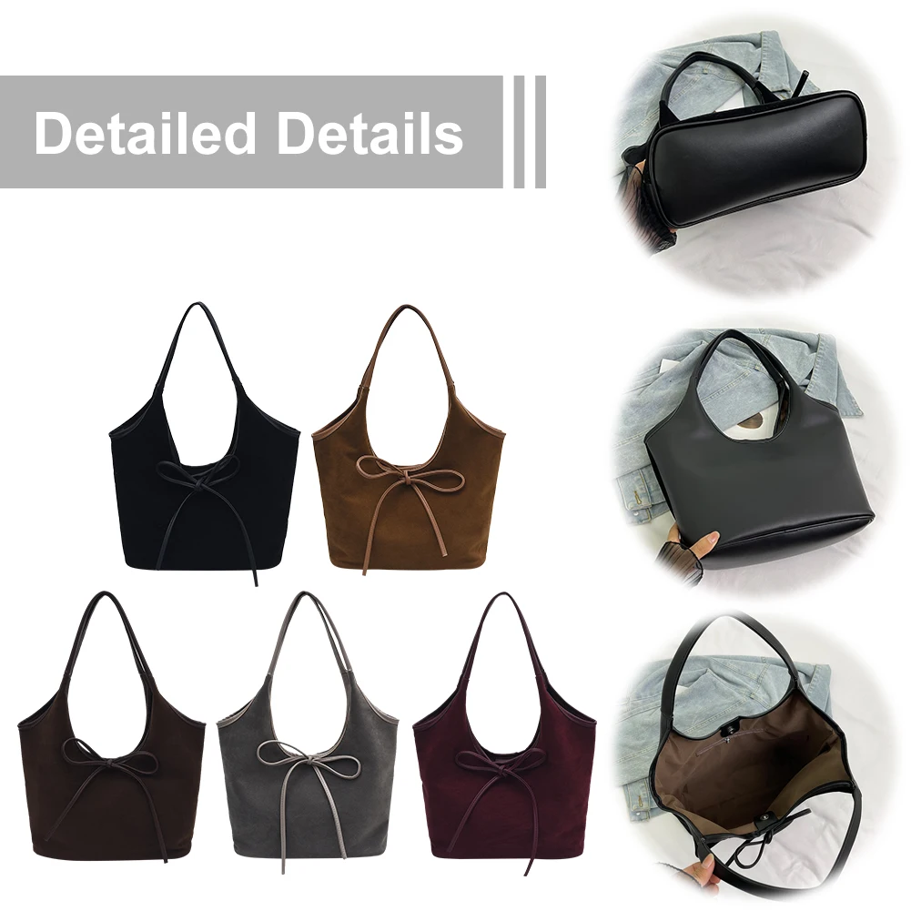 

Women Suede Handbag Magnetic Closure Underarm Bag with Interior Pocket Large Hobo Bag for Commute Travel
