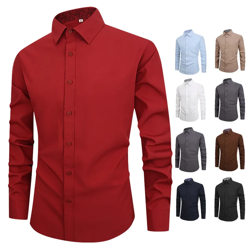 American size men\'s shirt long sleeve new spring summer business leisure free ironing high quality fashion large size