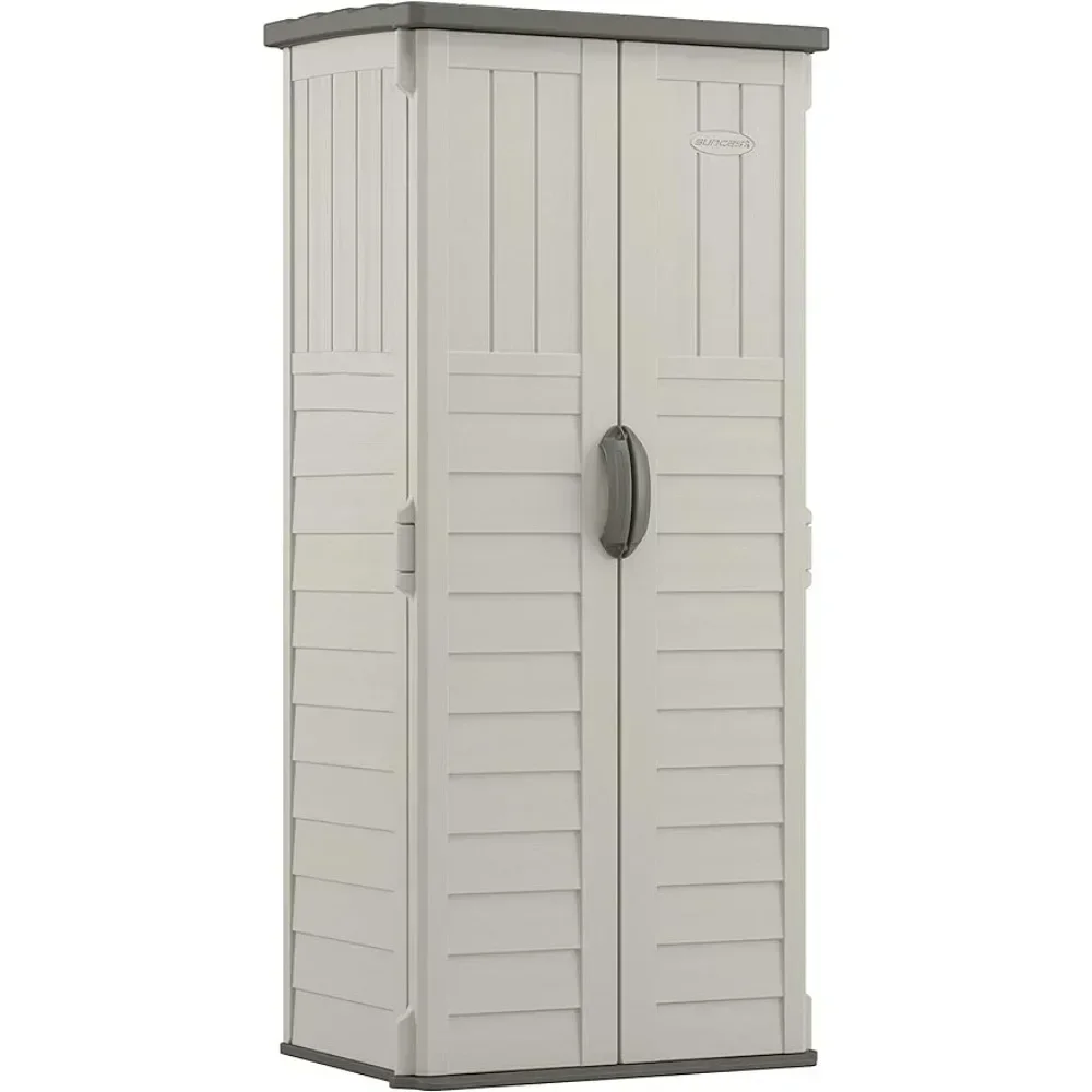 Outdoor Small Vertical Resin Storage Shed with Floor - Vanilla