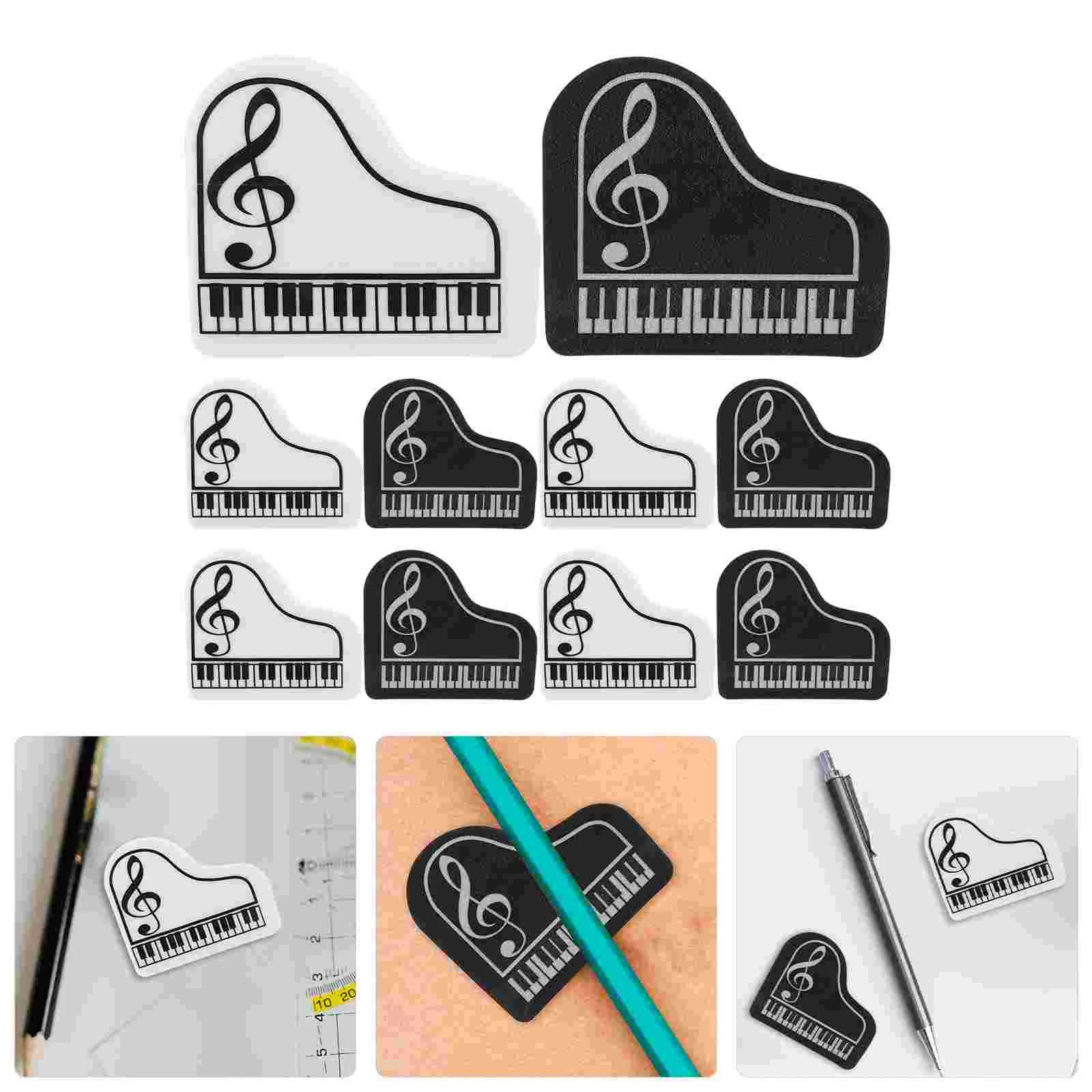 10 Pcs Piano Eraser Cute Mini School Supplies Multi Function Small Erasers for Kids Office Classroom Writing Safe