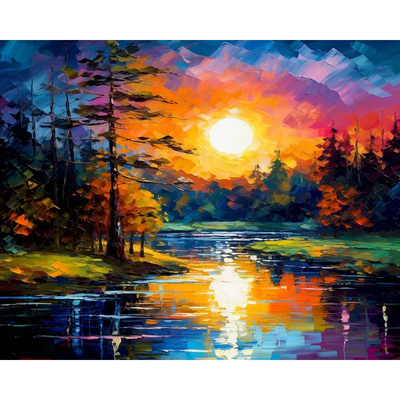 

GATYZTORY Acrylic Painting By Numbers Sunset Landscape Coloring On Numbers For Adults Home Decors Paint Kit Handmade Diy Gift