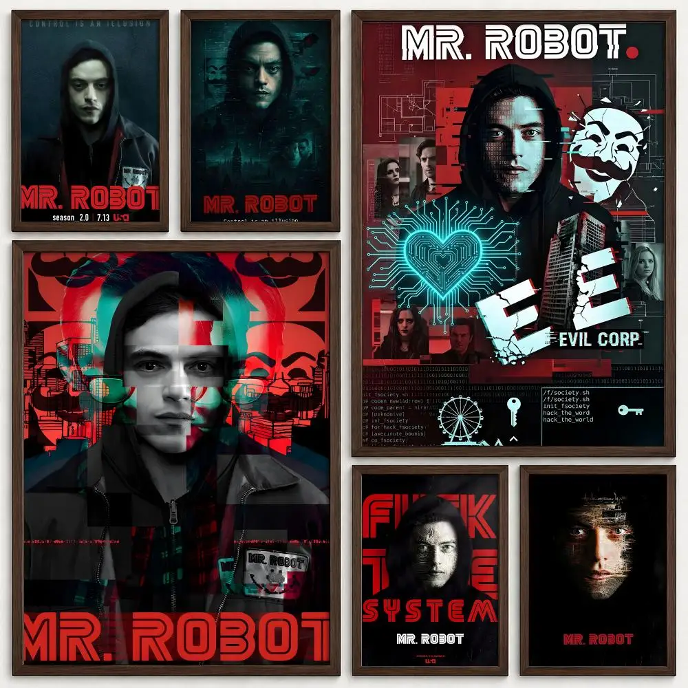 TV Series Mr. Robot Poster Self‑Adhesive Waterproof PP Poster Coffee House Bar Wall Art Sticker Room Home Decor