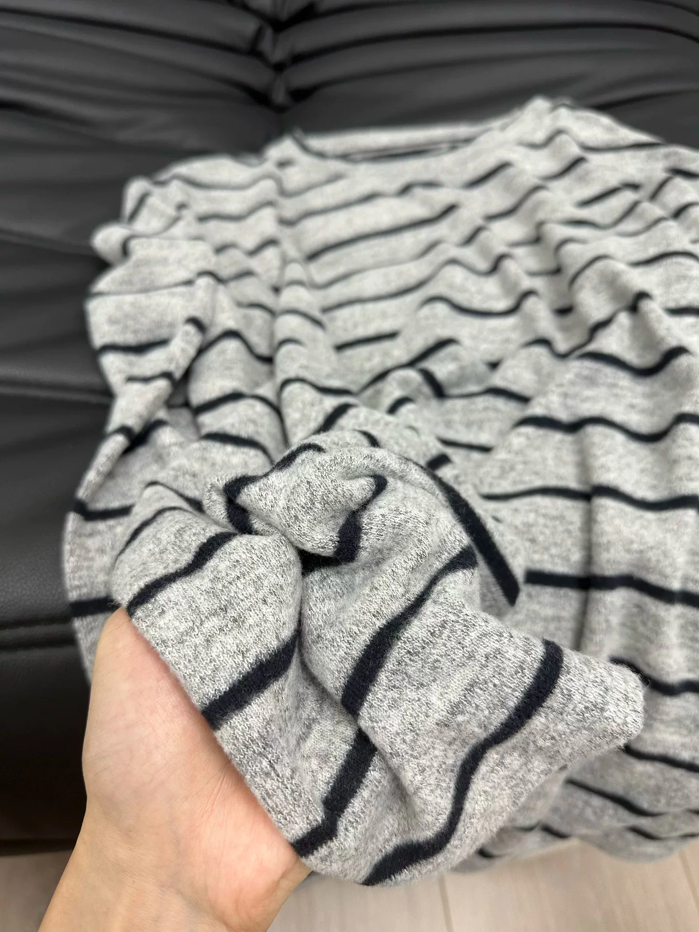Casual Thickened Long Sleeve T-Shirt for Women Commute Wear Spring Autumn Loose Style Chill Color Block Striped Base Top