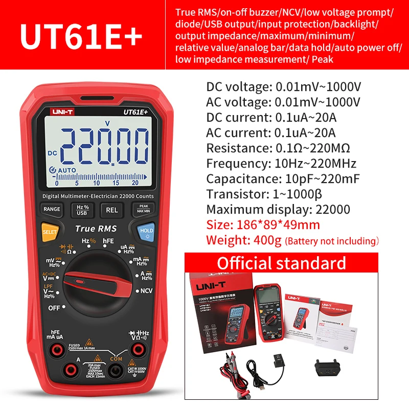 UNI T UT61B+ UT61E+ UT61D+ Smart Professional Digitale Multimeter Tester Unit True RMS Auto Range 6000 Telt DC AC 1000V