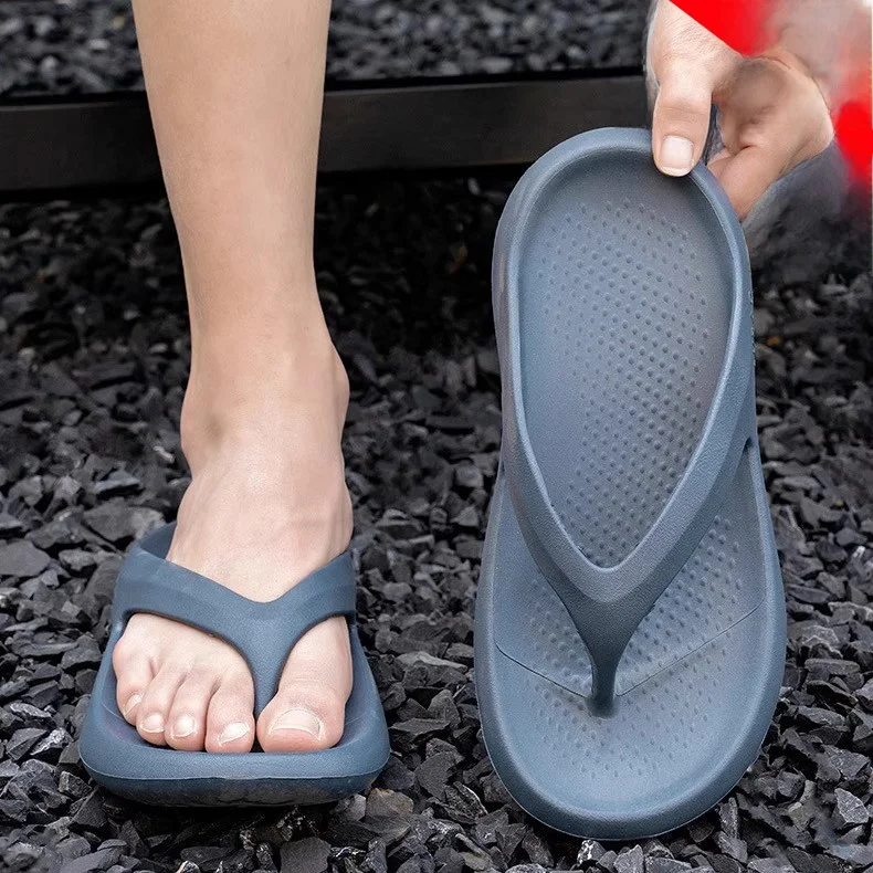 

Мужские летние уличные повседневные нескользящие шлепанцы-сандалии для пляжа, удобные дышащие тапочки из ЭВА на платформе