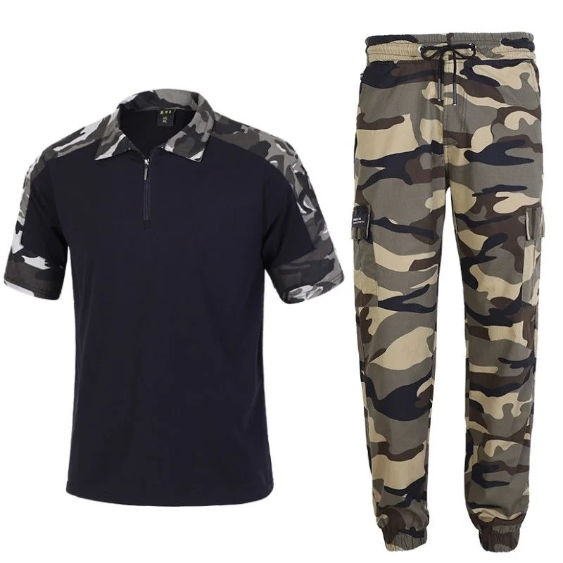 

Thin Men's Summer Stretch Camouflage Short-Sleeved Cotton Labor Insurance Welder Anti-Scalding Anti-Dirty Suit Men's Clothes