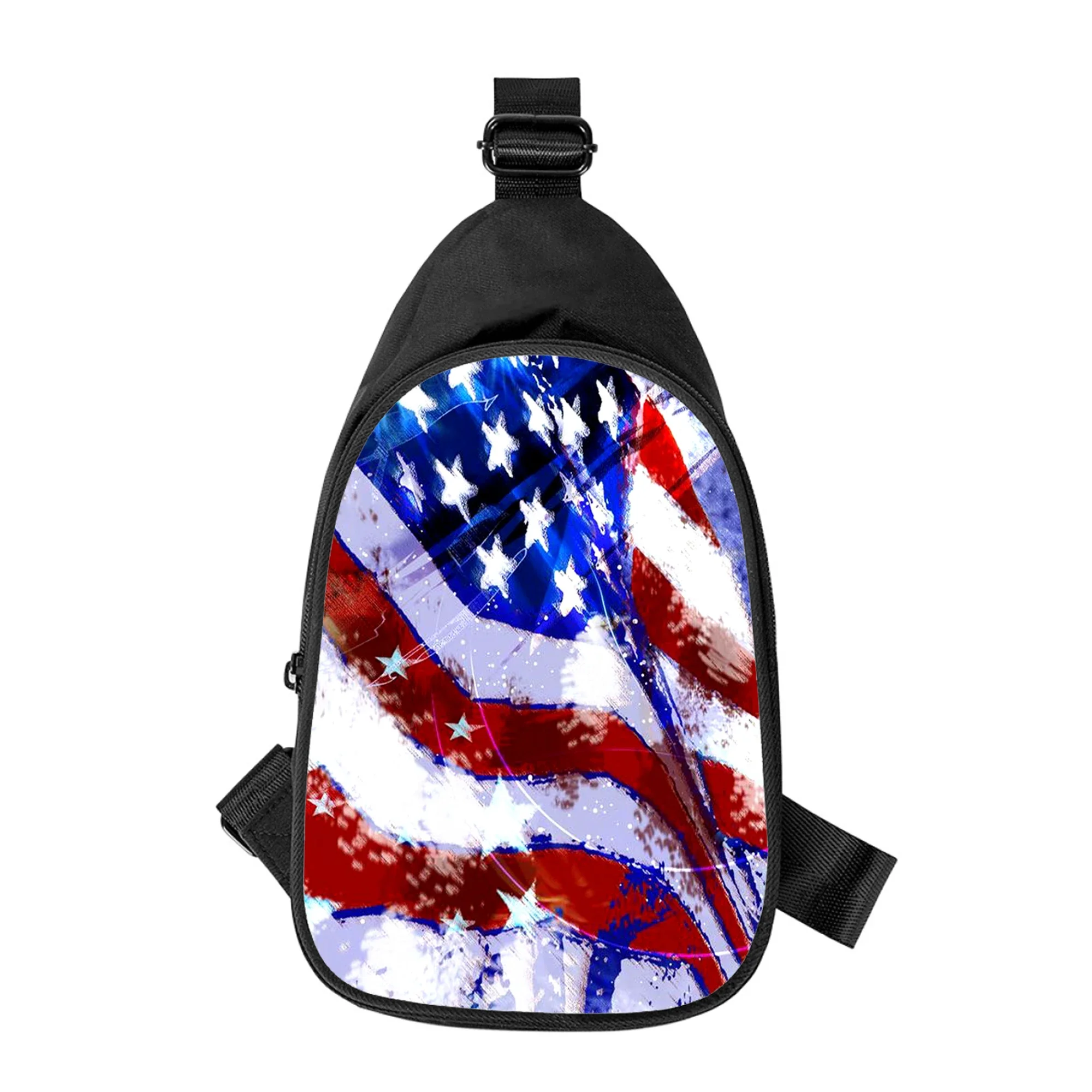 Bandeira americana dos eua impressão 3d novos homens cruz saco de peito diagonalmente feminino bolsa de ombro marido escola pacote de cintura masculino pacote de peito