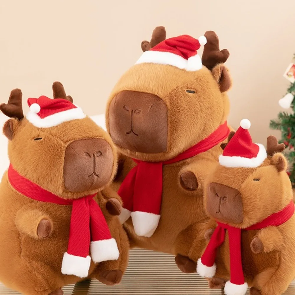 Kawaii Dress Up Natale Capibara Peluche Cartoon Simulazione Capibara Peluche Soffice Morbido Capibara Fluffy Doll Giocattolo Di Natale