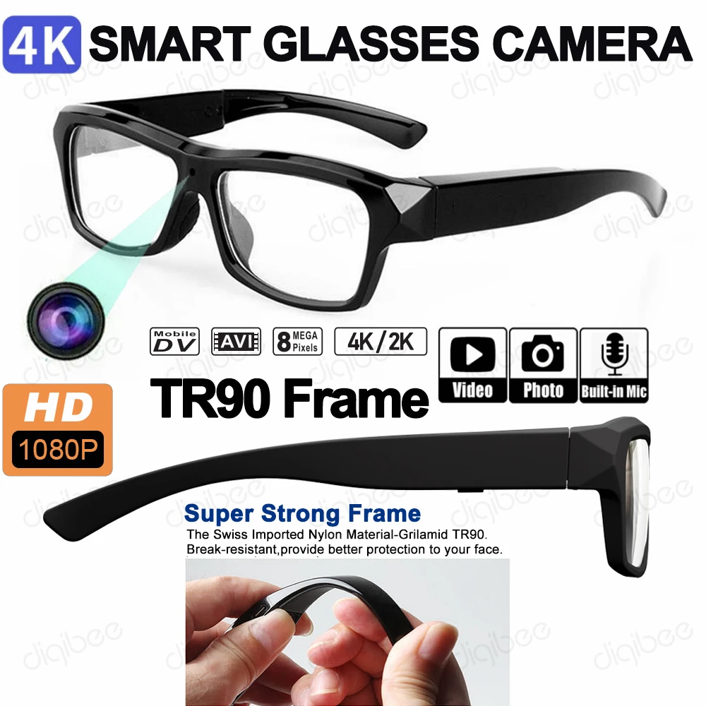 

Outdoor Sports Smart Glasses Camera Sunglasses DVR Ultra HD 4K 2K 1080P Video Recorder Mini Camcorder Eyewear Protective Webcam