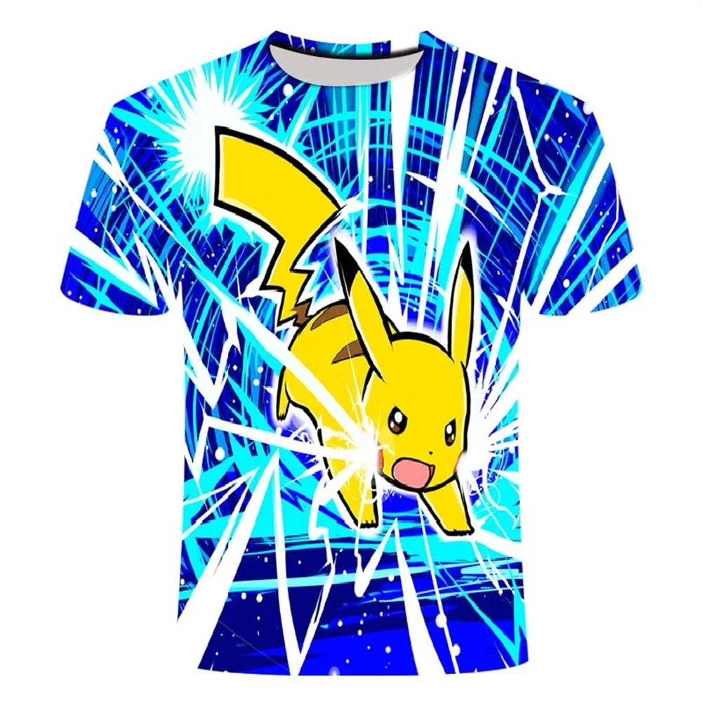 

Pokemon Pikachu Splash Art Black Sleeve T-Shirt Anime Graphic Tee