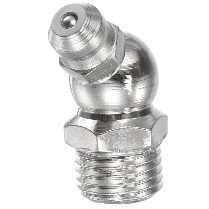 AB15-Nickel Plated Iron 45 Degree Grease Fitting M10 X 1Mm Thread Hydraulic Grease Fittings