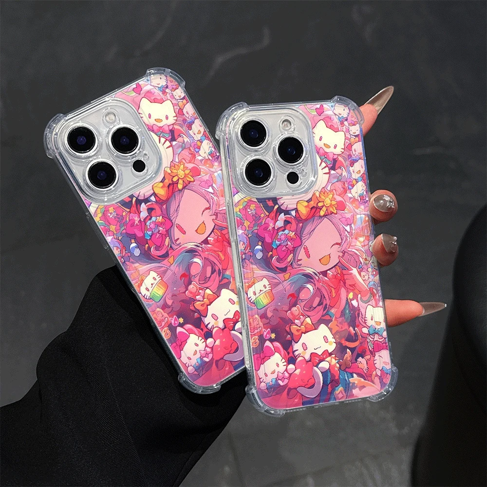 Casing Handphone Hello Kitty untuk iPhone 14 iPhone 16/15/14/13/12/11/x/xs/xs Max Casing Handphone Lembut untuk Perempuan Sanrio KT