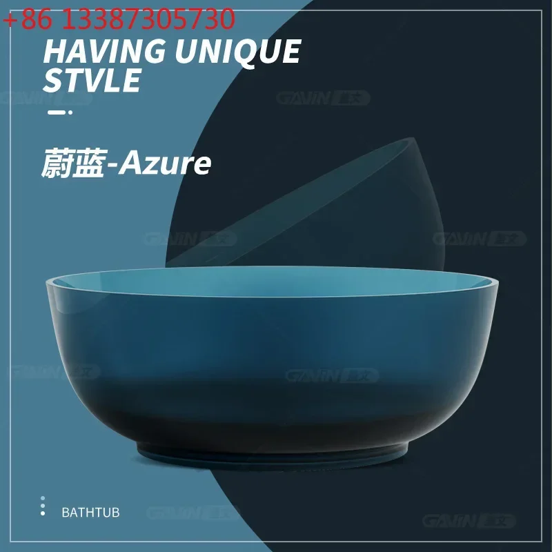 

Resin transparent round bathtub color integrated freestanding hotel double bathtub53