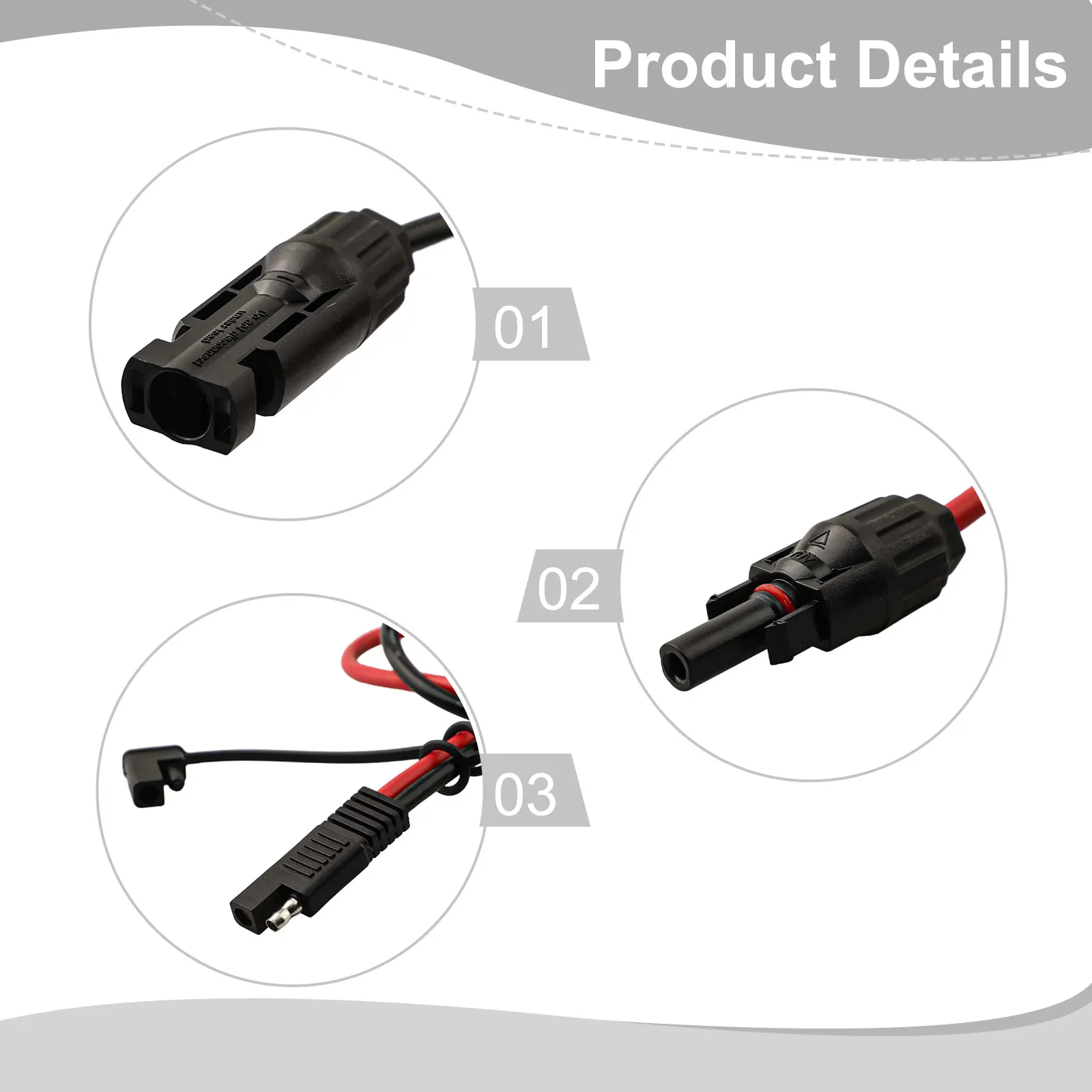 0.5m Solar Cable 10AWG Solar Cable Polarity Reverse Connector Quick Assembly Raindrop Protection Waterproof CAP