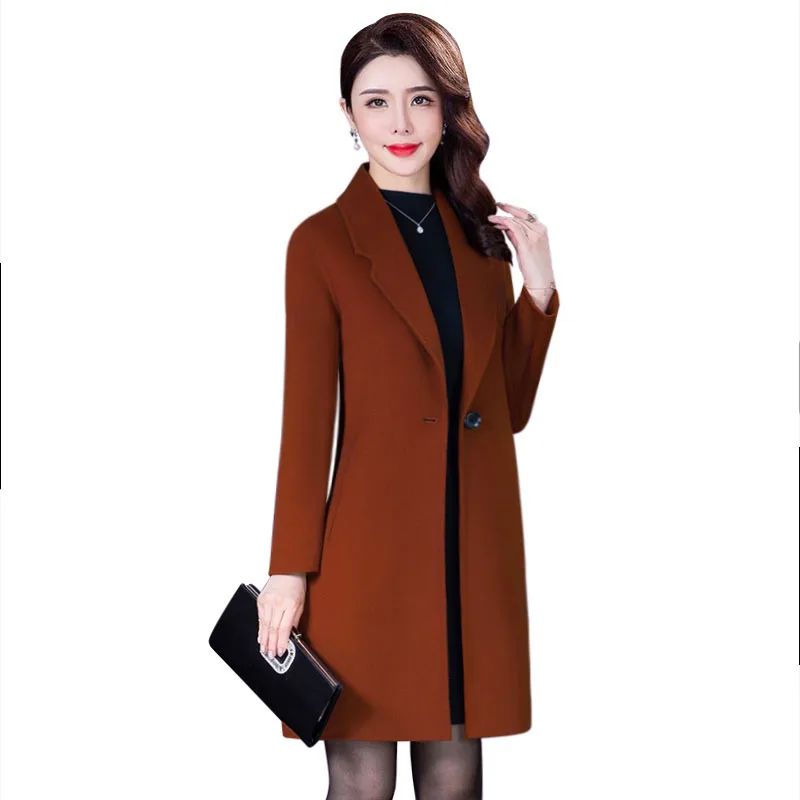 

Women Autumn Winter NiceNew Woolen Trench Goddess Fashion Plus Size Loose Mid-length Coat Ladies Elegant Slim Wool Overcoat F317