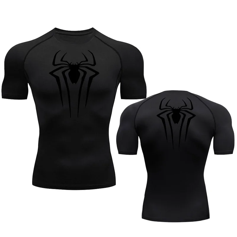 Summer Men's T-Shirt Short Sleeve Compression Shirt Quick Dry Breathable Fitness Top Sports Black Sportswear Short T-shirt 4XL