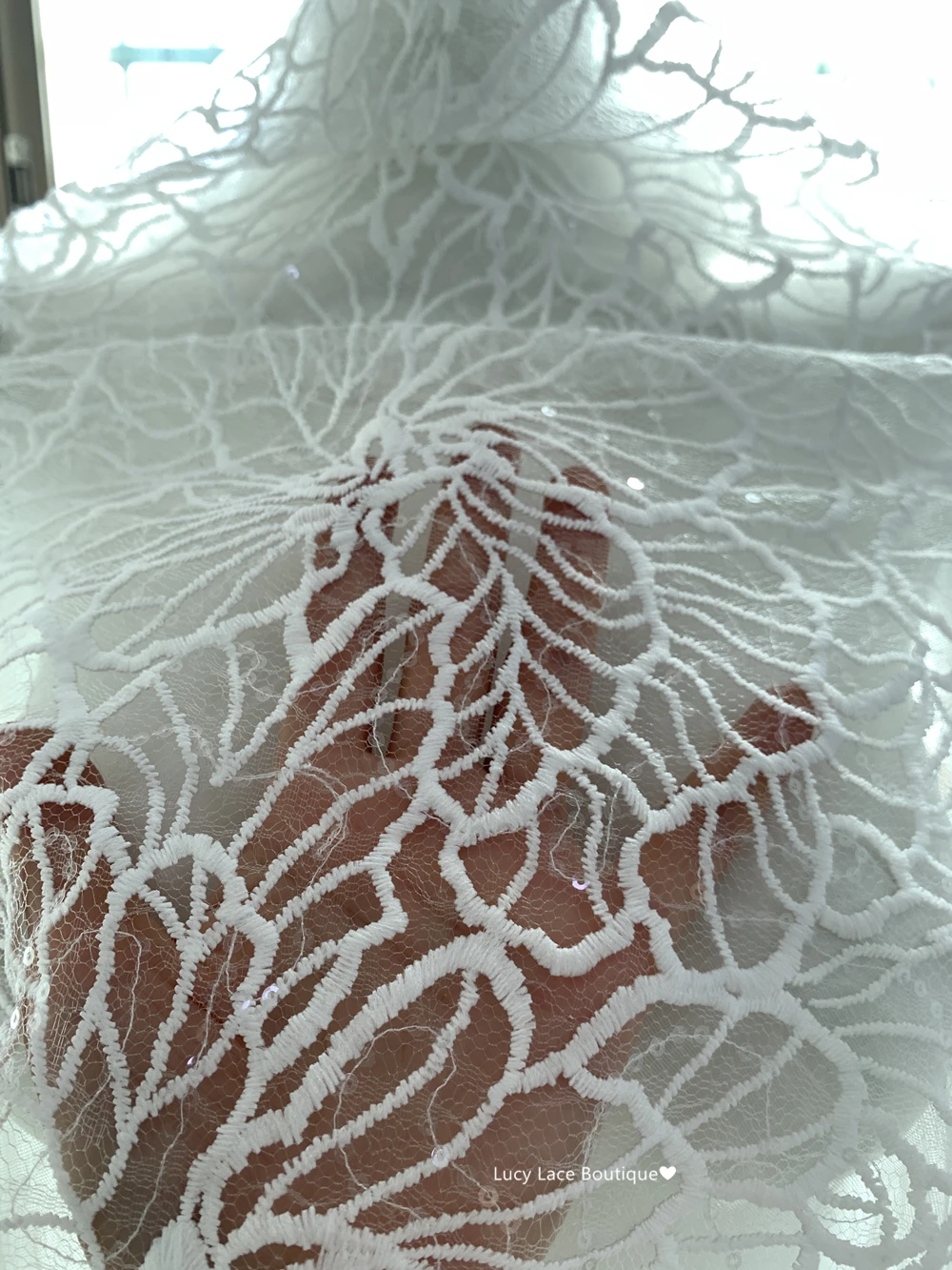 Off White Allover Rose Flowers Lace Fabric Sequined Shiny 1 Yard Milk Silk Embroidey Women Dress Lace Clothing DIY Lace Fabric