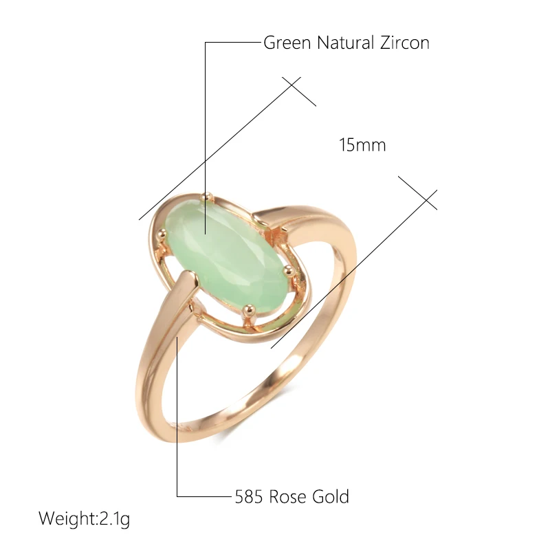 SYOUJYO Emerald Natural Zircon Rings For Women 585 Rose Gold Color Bride Wedding Fine Jewelry Luxury Daily Big Green Stone Rings