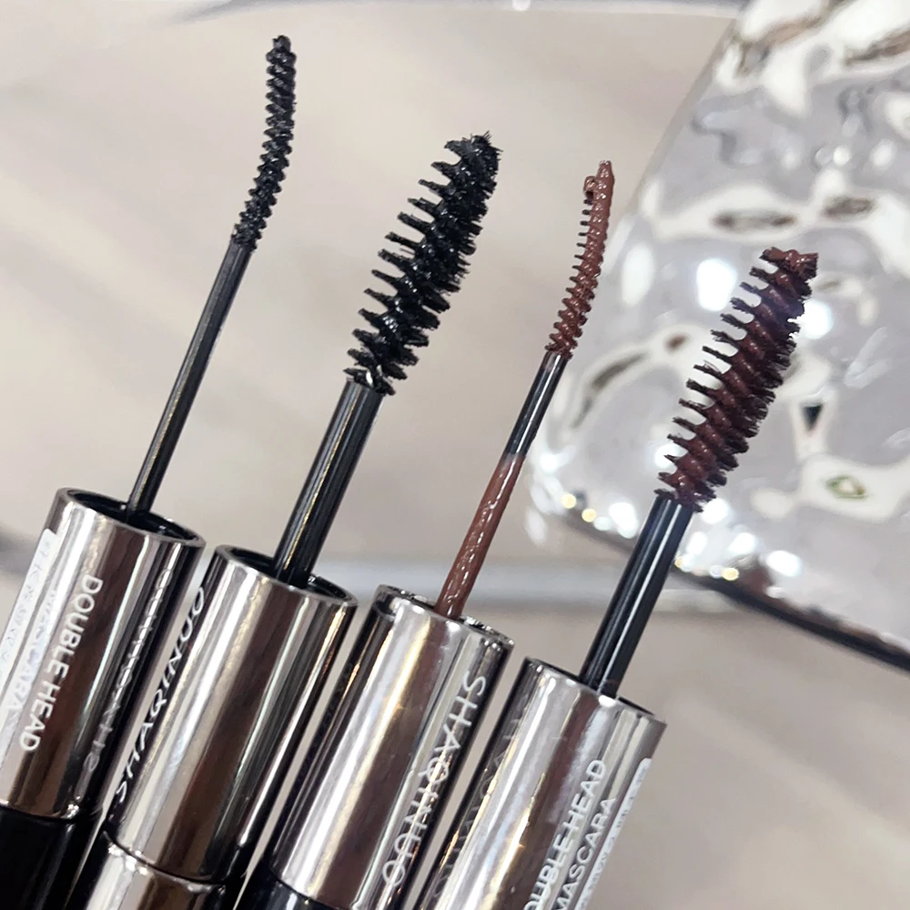 Mascara allongeant à double tête, sans bavure, brun, curling naturel, brosse fine, anti-transpiration, extension de cils noirs, maquillage