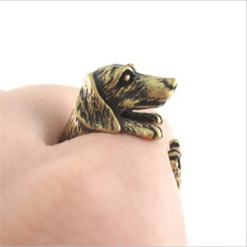 Retro 3D Beagle&German Shepherd&Schnauzer Dog Ring Women Anel Punk Style Rings For Men Wrap Animal Rings Anniversary Bijoux Gift