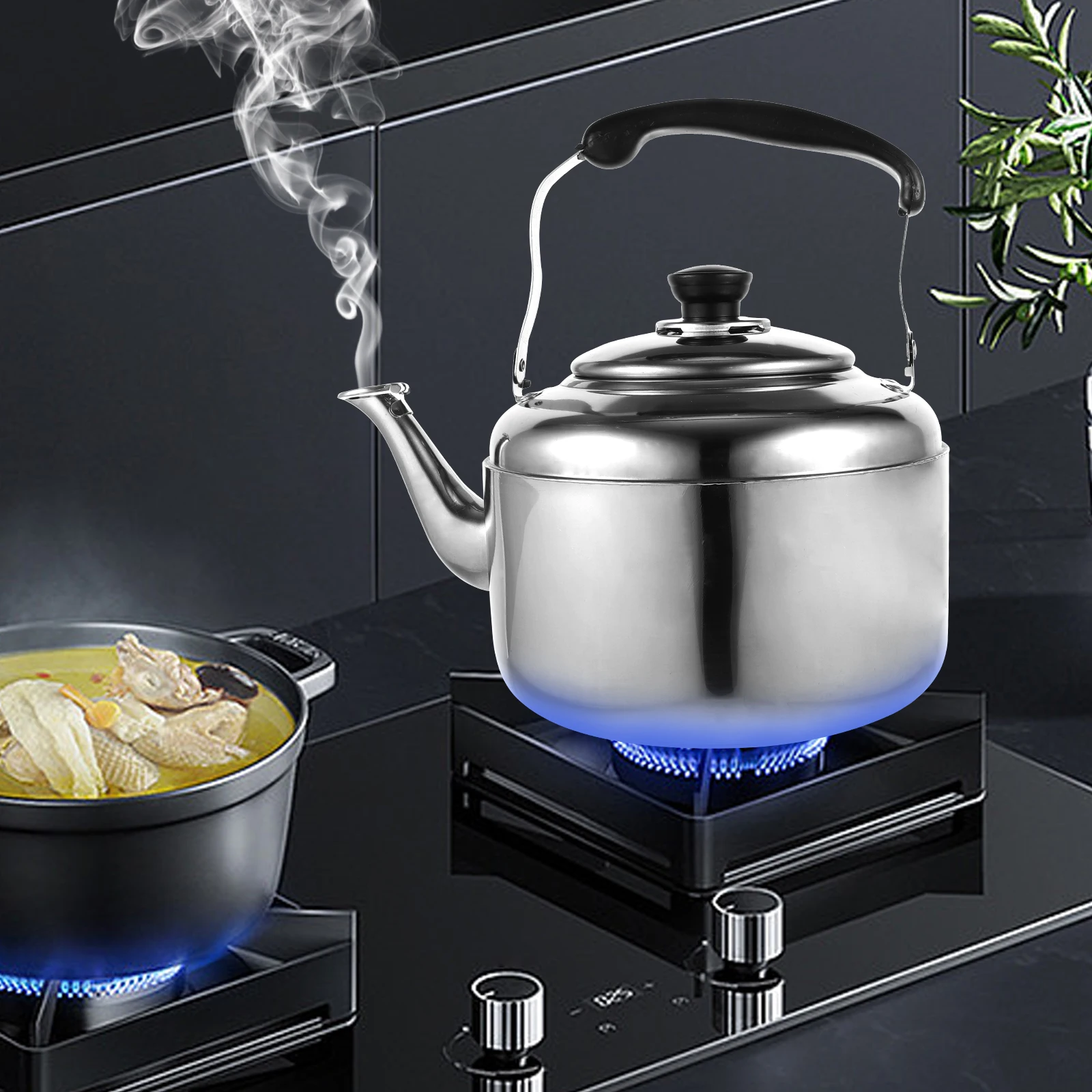 

4L Stainless Steel Large Capacity Sounding Kettle Automatic Whistling Pot Anti-Scald Handle Even Heat Distribution Comfort Grip