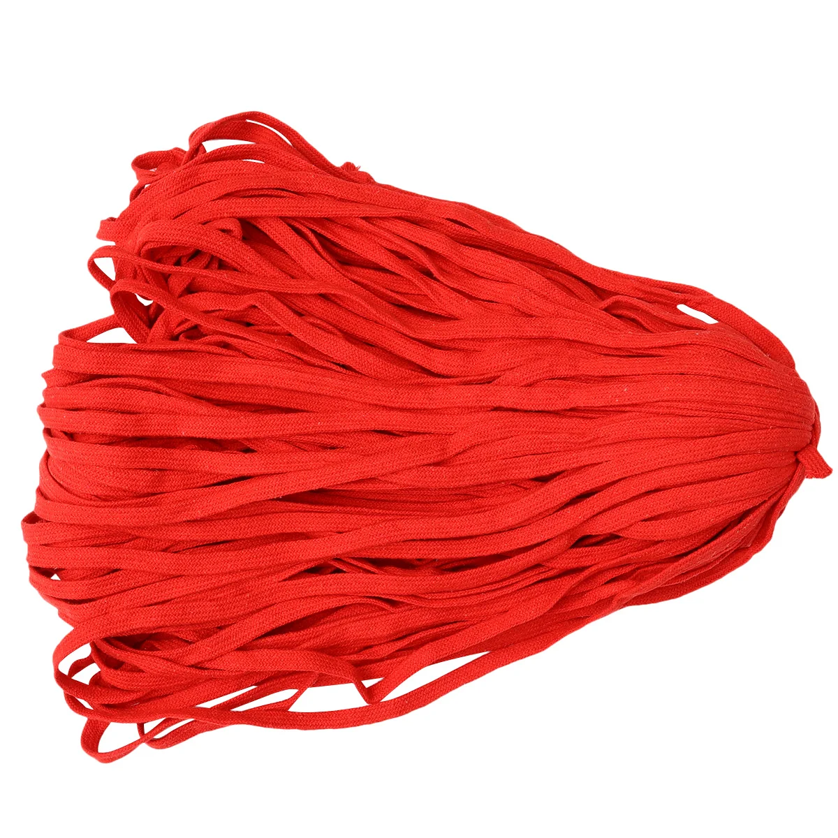 1 Roll 10mm Width Flat Rope Bright Color Multi-functional Braided Cotton Rope Costume Waist Rope for DIY Craft (Red)