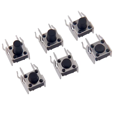 20 piezas interruptor de botón táctil momentáneo soporte Horizontal de ángulo recto con Stent 6*6*4,3/5/6/7/8/9/10mm