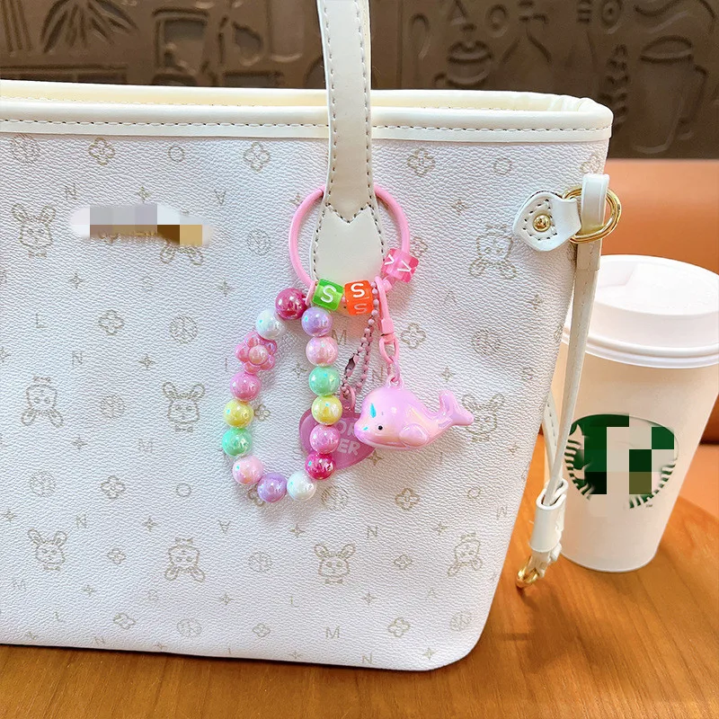 Fashion Korean Cute Dolphin Beaded Phone Chain For iPhone Samsung Camera Hanging Rope Anti-Lost Lanyard Hanging Jewelry