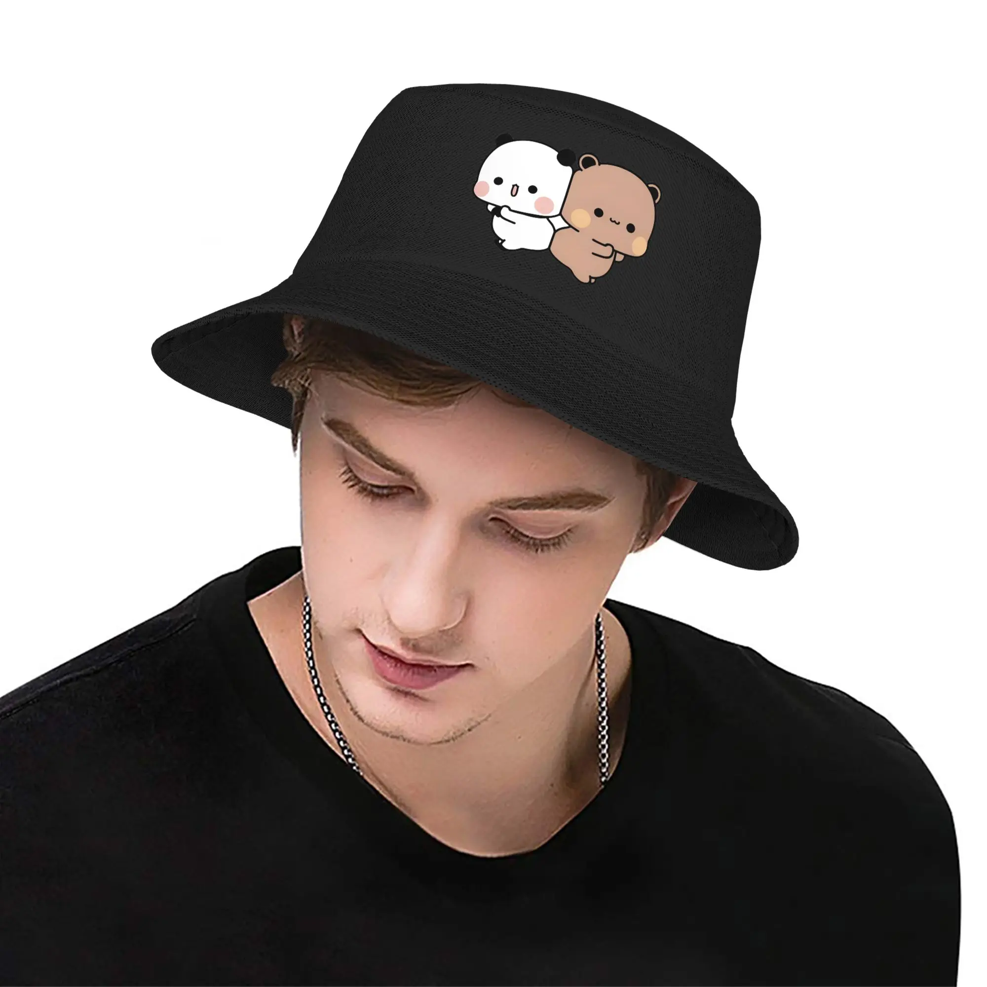 Bubu Yier Beer Cartoon Bucket Hats Summer Beach Vacation Getaway Headwear Merchandise Fisherman Cap Women Bob UV Protection