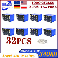 1-32pcs DIY 24V 48V 340Ah 10000 cycle LiFePO4 3.2V rechargeable battery, suitable for  caravan marine solar energy system no tax
