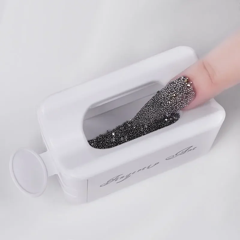 French Portable Recovery Box For Nail Glitter Powder Container Recycling Dipping Powder Dust Tray Nail Art Caviar Sequin Storage