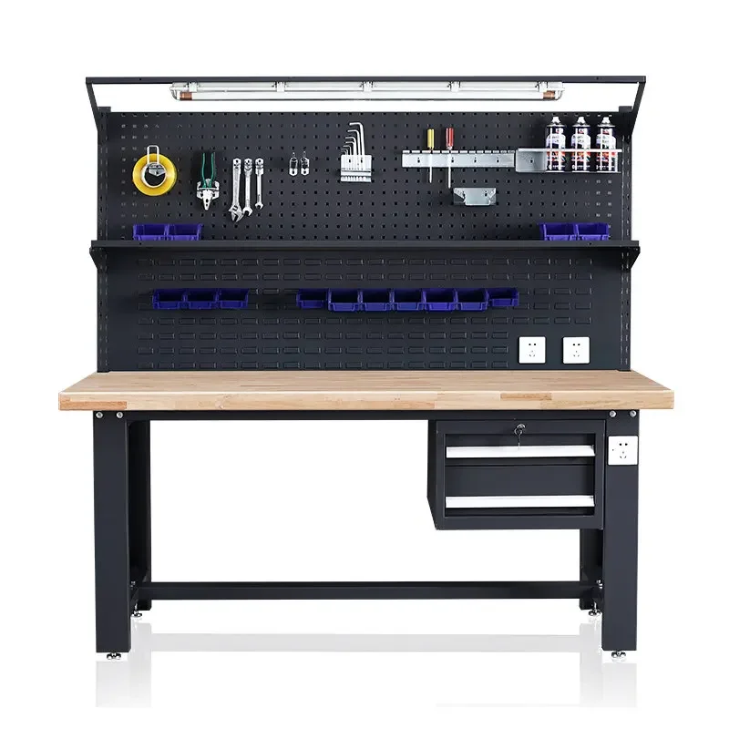 Heavy-duty solid wood fitter workbench beech table operation laboratory workshop maintenance work table with electrician