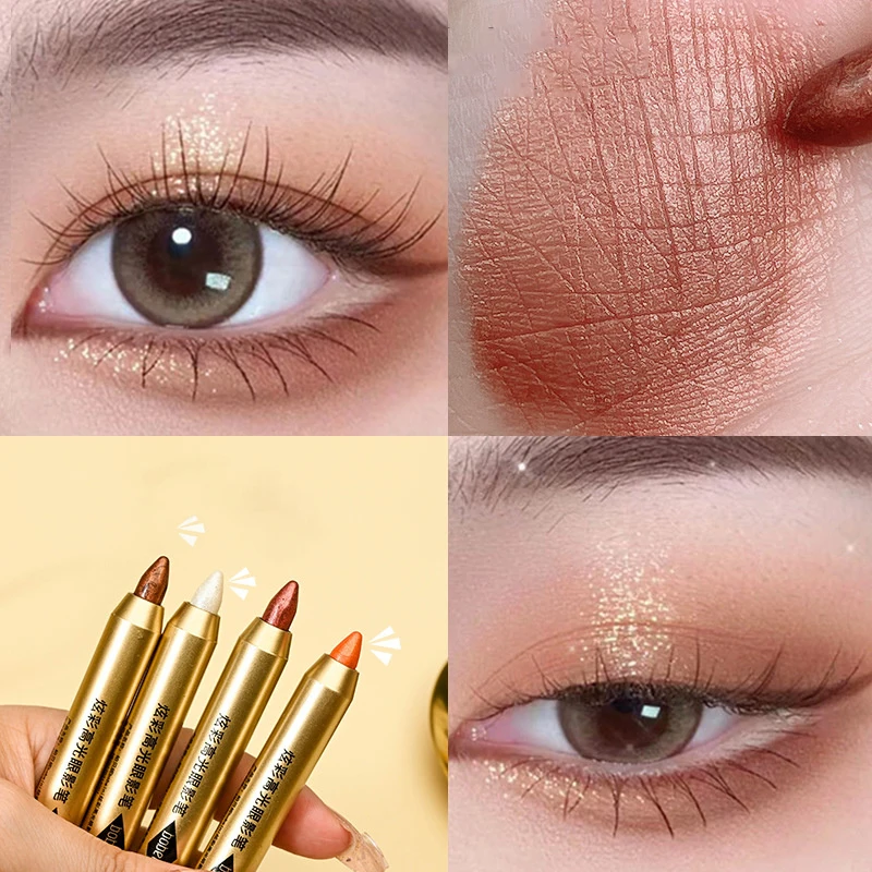 Double-head Eyeshadow Stick Diamond Shimmer Highlighter Pencil Ultra Pigmented Long Lasting Cream Eye Shadow Pen