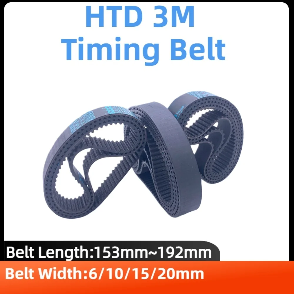 

HTD 3M Timing Belt Length 153 156 159 162 165 168 171 174 177 180 183 186 189 192mm Belt Width 6-20mm HTD 3M Closed Loop Belt