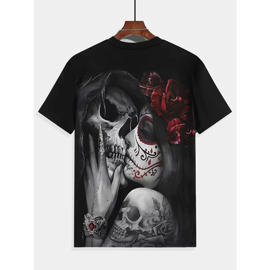 

Футболка с рисунком для пары скелетов на Хэллоуин, 3d принт, летняя мужская футболка для отдыха, сухая, быстро, детская одежда, футболка Y2k Woman