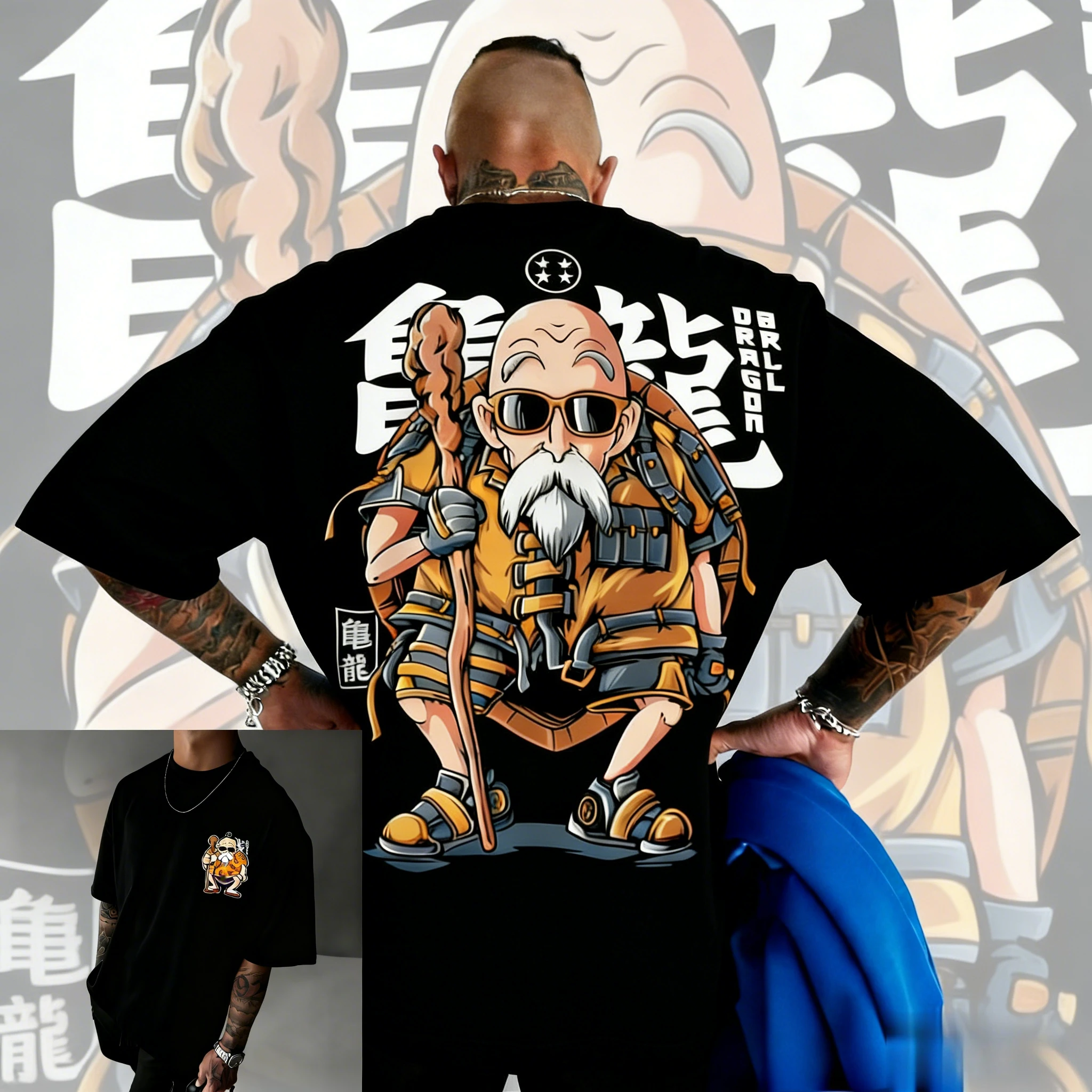 

2026 Summer Dragon Ball Oversized T-shirt High Quality 100% Cotton Tactical Master Roshi Graphic Print Unisex Retro Casual Y2K