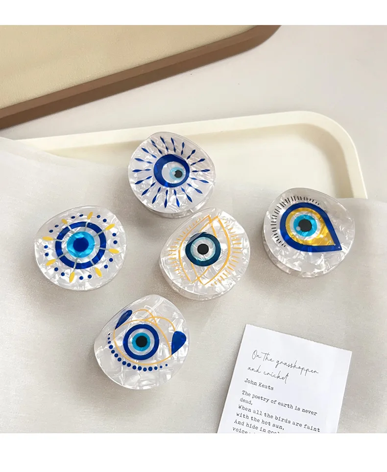 1Pcs Women's Türkiye Blue Eye Shark Clip Transparent Texture Clamping Firm Hair Clip Daily Commuting/Leisure Hair Ornament