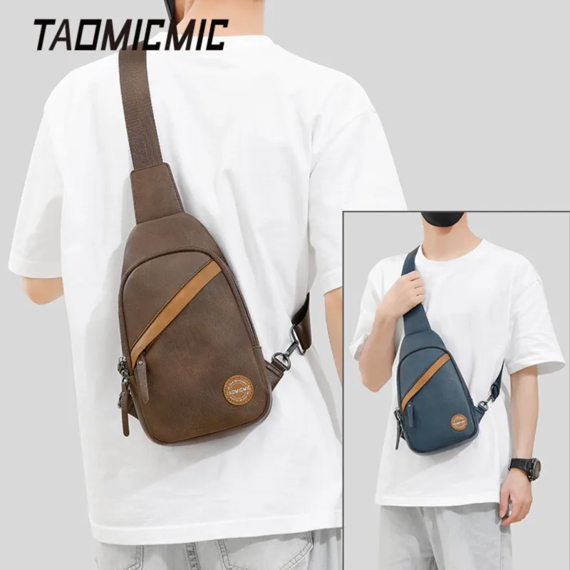 

New men's crossbody bag,versatile and high-end chest bag,leather shoulder bag,bolso pecho, brusttasche, mochila de hombro