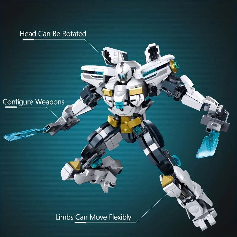 Get Your Own White Guardian Robot Warrior Building Blocks - Assembling Educational Toy Bricks - Perfect Christmas Gift