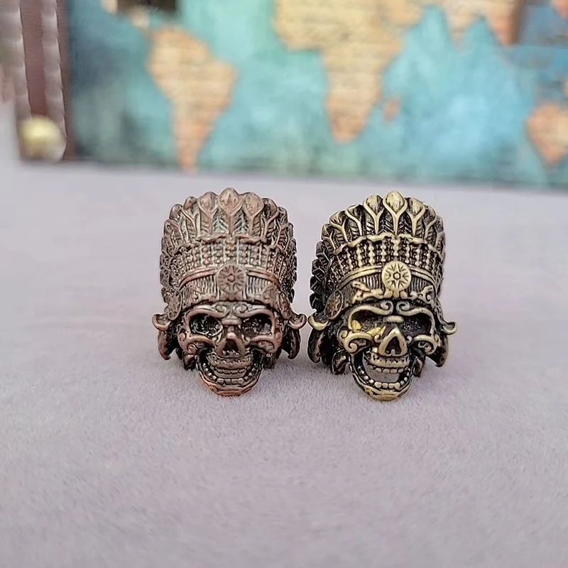 Paracord Beads For Jewelry Making Supplies Brass African Tribal Chief Pharaoh Skull Spacer Bead DIY Bracelets Gifts Accessories