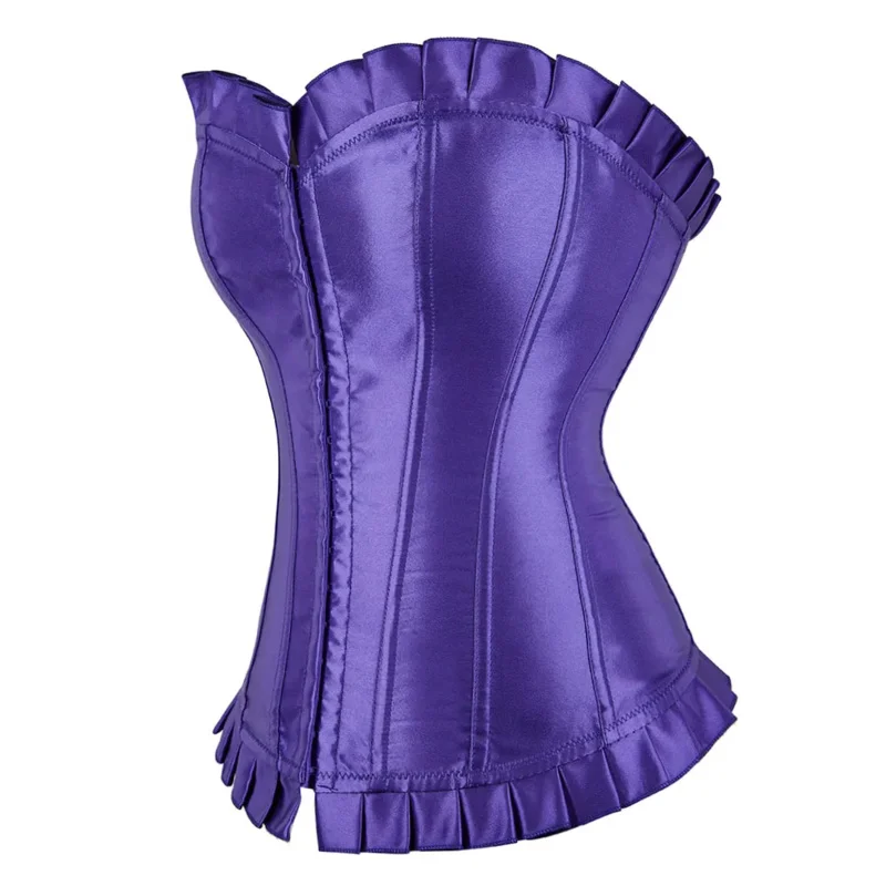 Victorian corset bustier satin overbust burlesque corset costume plus size strapless corsets for women fashion purple white bs24