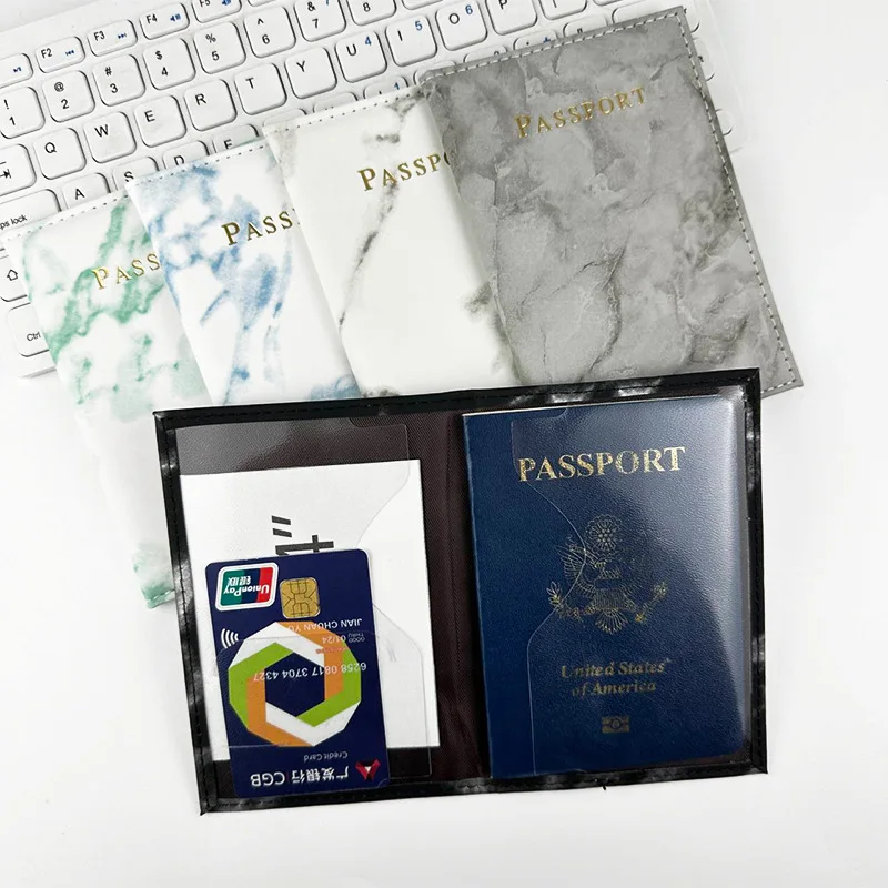 Women Men Passport Cover Pu Leather Marble Style Travel ID Credit Card Passport Holder Packet Wallet Purse Bags Pouch