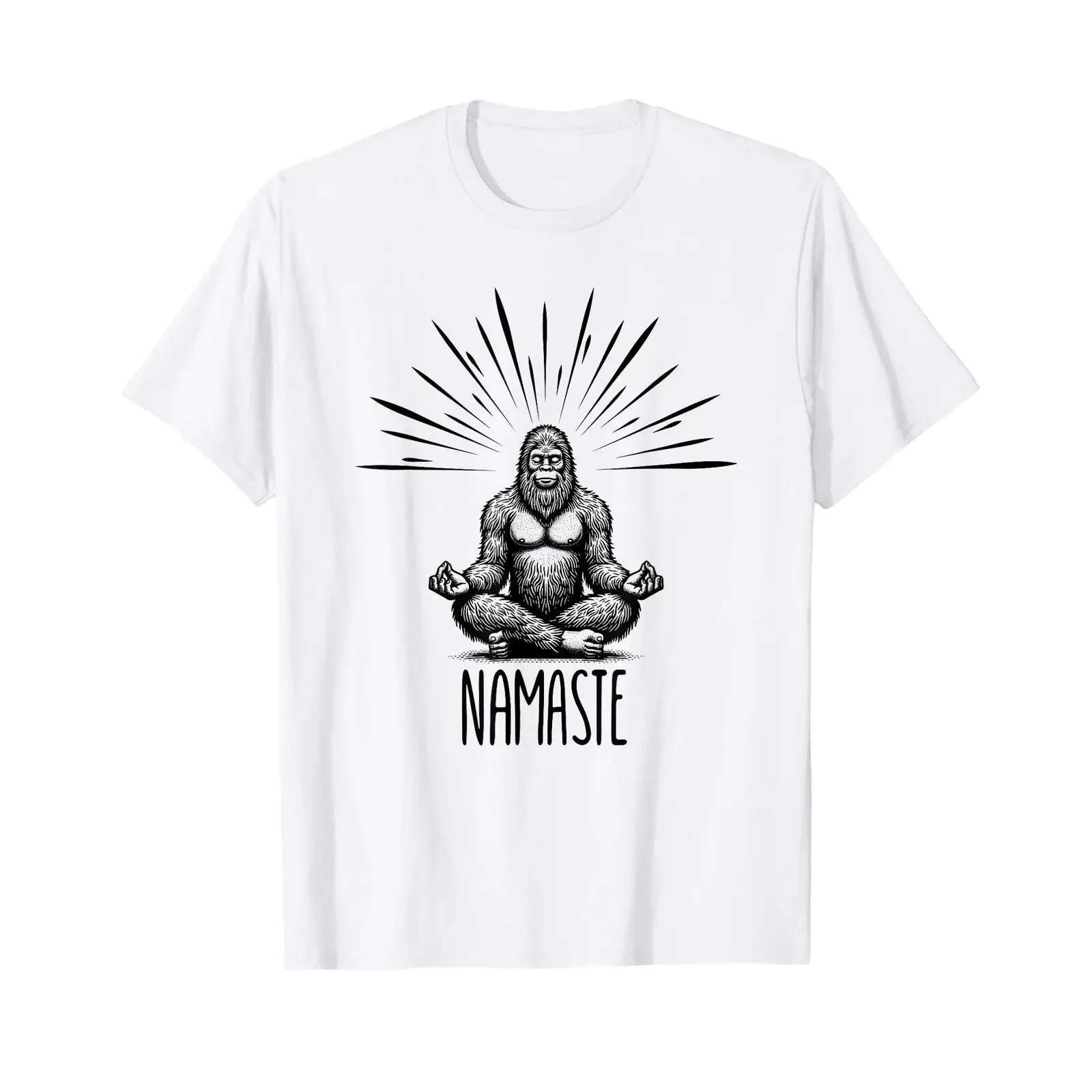 Namaste Bigfoot Yoga Meditation Funny Pose T Shirt vintage Washed Breathable Soft fashion designer clothes homme Casual