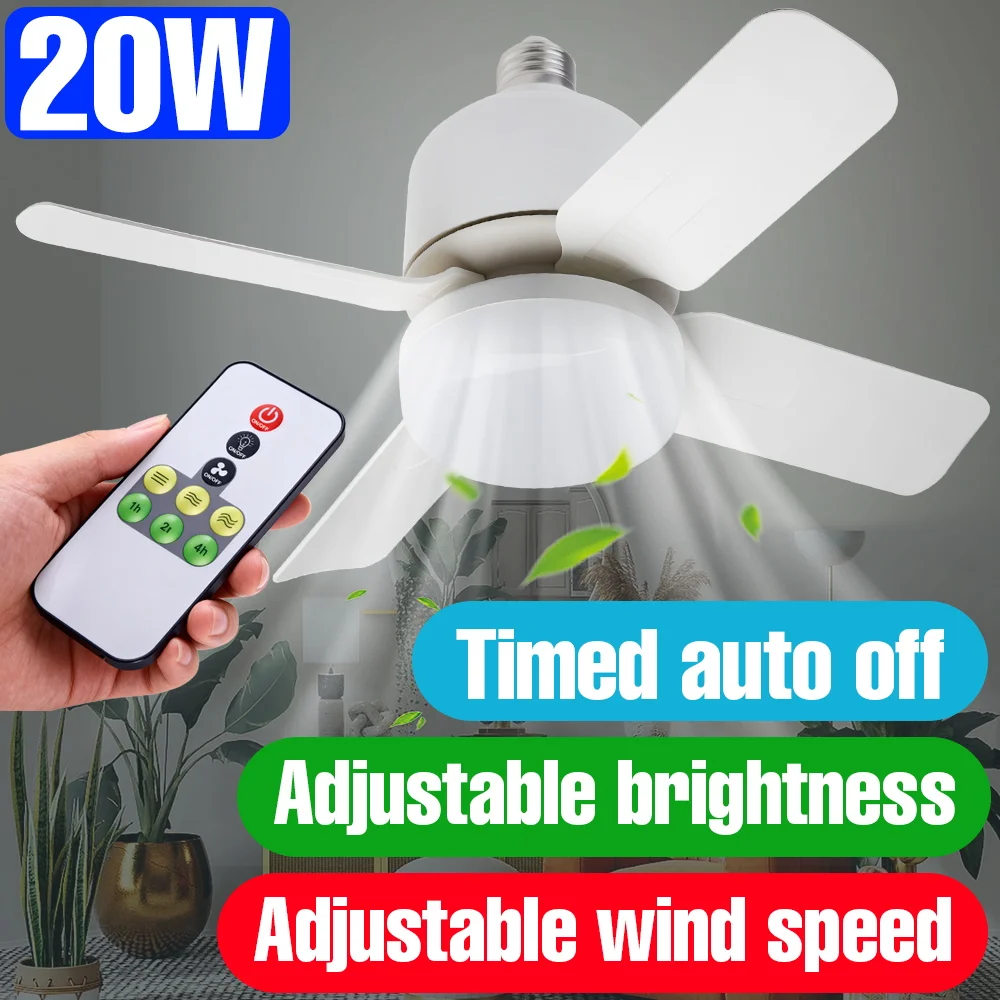 20W LED Fan Lamp E27 Ceiling Silent Fan Light 3/4/6Blades With Remote Control Dimmable Bedroom Living Room Study Room Apartment